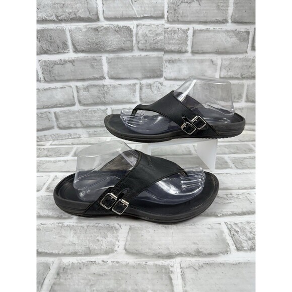 Kuru Men's Size 9 Kala Flip Flop Sandals Black Leather Thong Beach Shoes - Picture 1 of 10